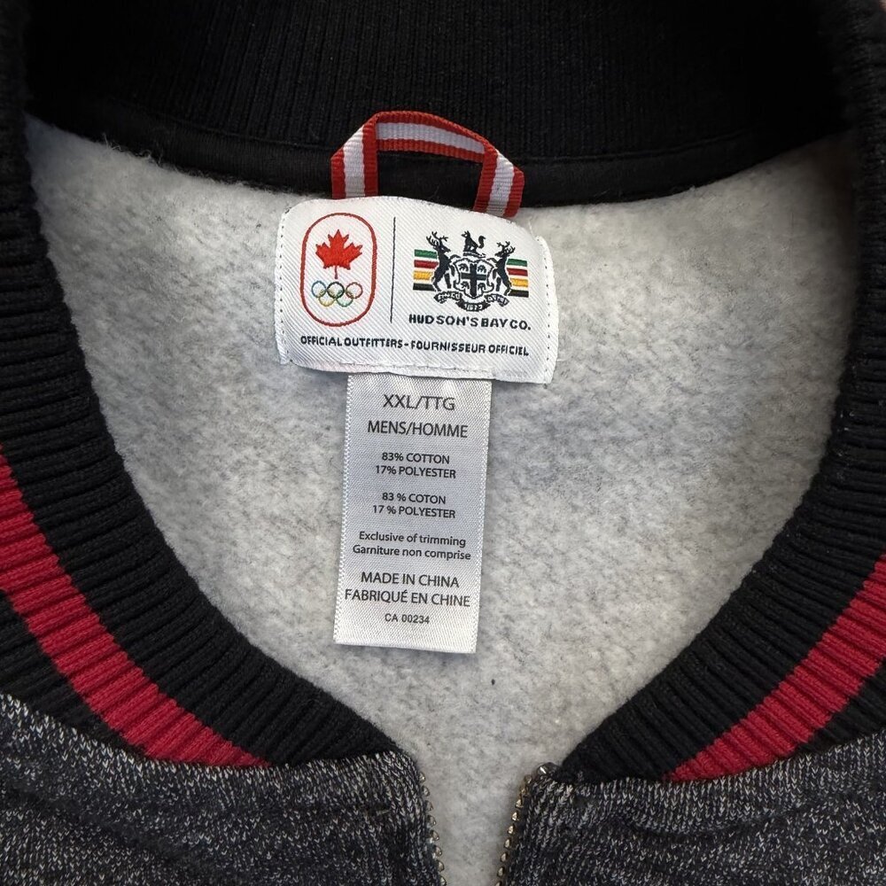 Hudson Bay Co. HBC Canada Olympic Mens 2XL Gray Atheltics Fleece Jacket Full zip - Picture 3 of 6